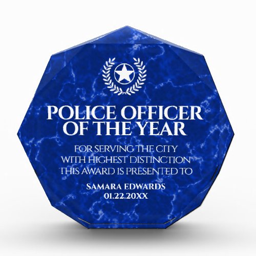 Police Officer of the Year Blue Marble Acrylic Award