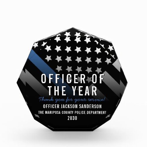 Police Officer of the Year Cop Law Enforcement Acrylic Award