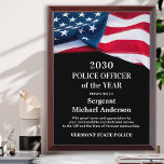 Police Officer Of The Year Custom US American Flag Award Plaque<br><div class="desc">Celebrate the achievements and honor the dedication of your heroes with our beautifully crafted American Flag Awards. Perfect for honoring military personnel, police officers, law enforcement, dispatchers, firefighters, emergency technicians, and all first responders, these awards embody the spirit of patriotism and service to the nation. Featuring the iconic red, white,...</div>