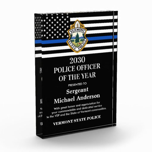 Police Officer Of The Year Department Custom Logo Acrylic Award | Zazzle