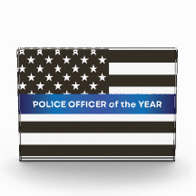 Police Officer of the Year Emblem Thin Blue Line