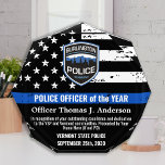 Police Officer Of The Year Emblem Thin Blue Line Acrylic Award<br><div class="desc">Celebrate and show your appreciation to an outstanding Police Officer with this Thin Blue Line Police Officer Of The Year Award - American flag design in Police Flag colors , modern black blue design with custom police department logo. Personalize this police officer award with officers name, text with law enforcement...</div>
