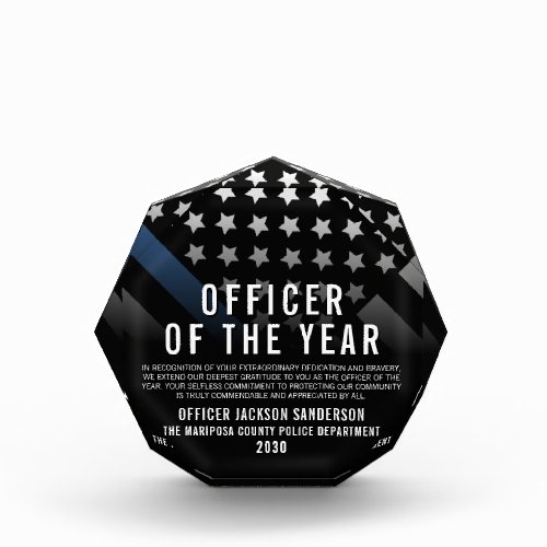 Police Officer of the Year Employee Recognition Acrylic Award