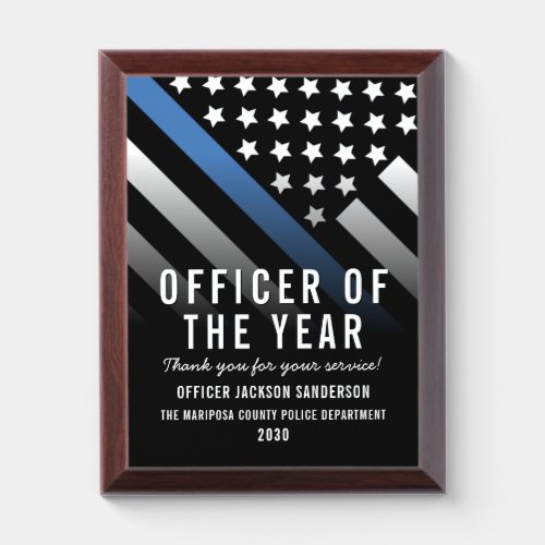 Police Officer of the Year Employee Recognition Award Plaque