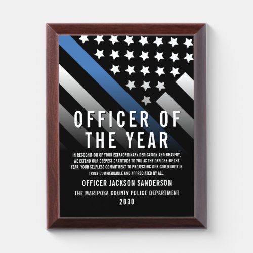 Police Officer of the Year Employee Recognition Award Plaque