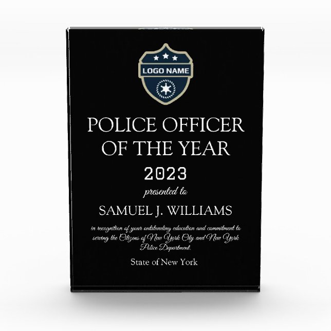 Police Officer of the Year Law Enforcement Acrylic Award (Front)