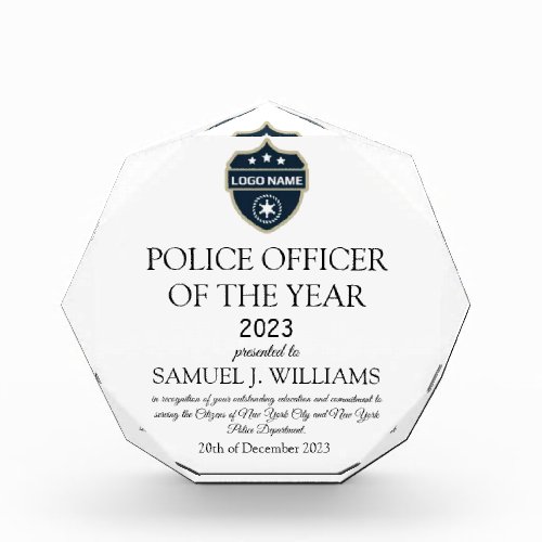 Police Officer of the Year Law Enforcement Acrylic Award