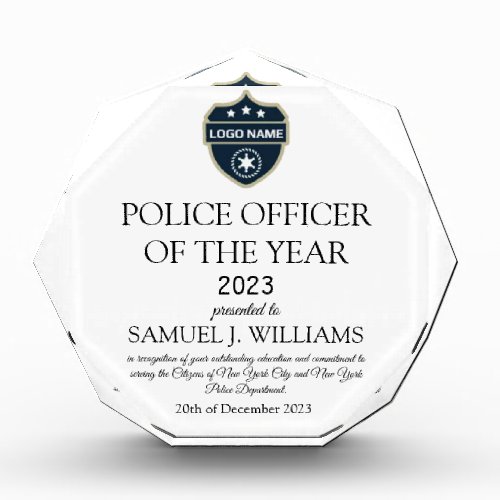 Police Officer of the Year Law Enforcement Acrylic Award