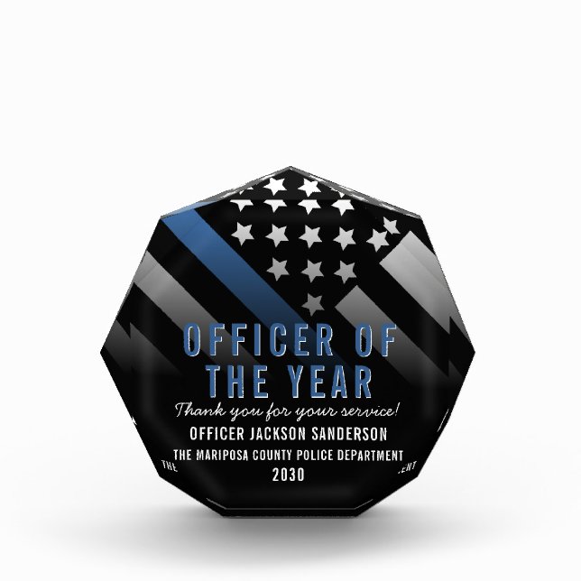 Police Officer of the Year Law Enforcement Acrylic Award (Front)