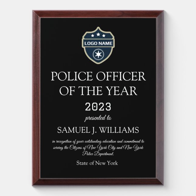 Police Officer of the Year Law Enforcement Award Plaque (Vertical)