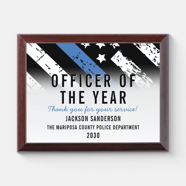 Police Officer of the Year Law Enforcement Award Plaque (Horizontal)