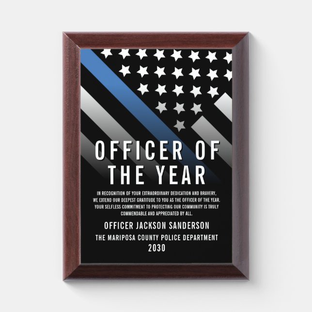Police Officer of the Year Law Enforcement Award Plaque (Vertical)