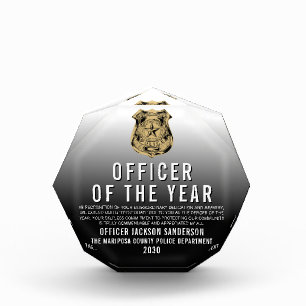 Police Officer of the Year Law Enforcement Logo Acrylic Award