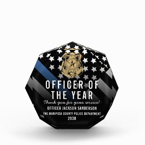 Police Officer of the Year Logo Employee Acrylic Award