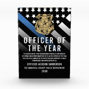 Police Officer of the Year Logo Thin Blue Line Acrylic Award