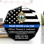Police Officer Of The Year Logo Thin Blue Line Acrylic Award<br><div class="desc">Celebrate and show your appreciation to an outstanding Police Officer with this Thin Blue Line Police Officer Of The Year Award - American flag design in Police Flag colors , modern black blue design with custom police department logo. Personalize this police officer award with officers name, text with law enforcement...</div>