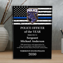 Police Officer Of The Year Logo Thin Blue Line Acrylic Award