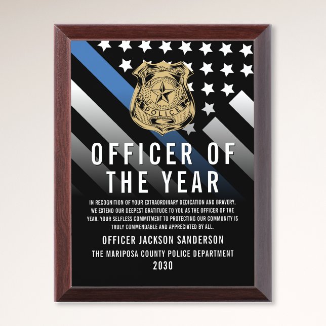 Police Officer of the Year Logo Thin Blue Line Award Plaque (Police Officer of the Year Logo Thin Blue Line Award Plaque)