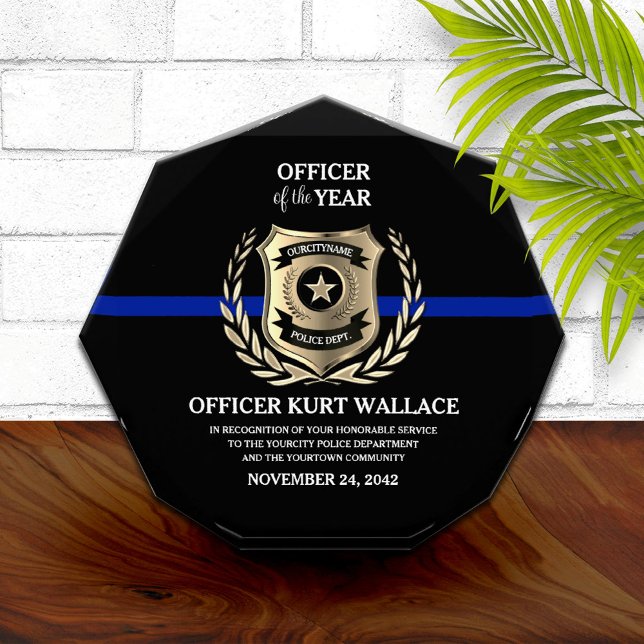 Police Officer of the Year Thin Blue Line Acrylic Award (Creator Uploaded)