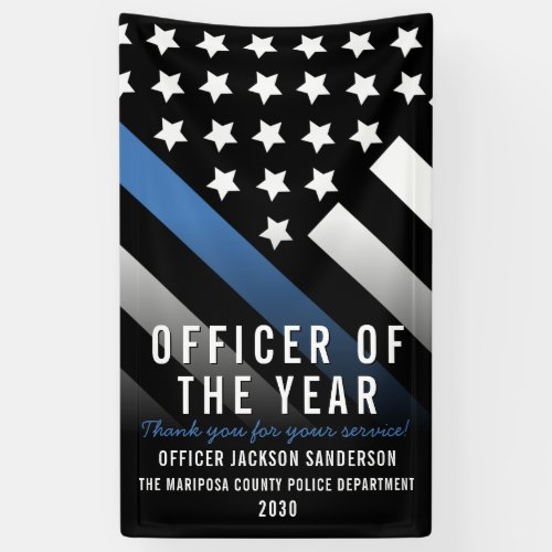 Police Officer of the Year Thin Blue Line Employee Banner