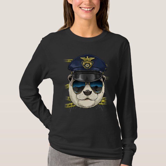 Police Officer Otter PD Cop Crime Scene Sea Animal T-Shirt (Front)