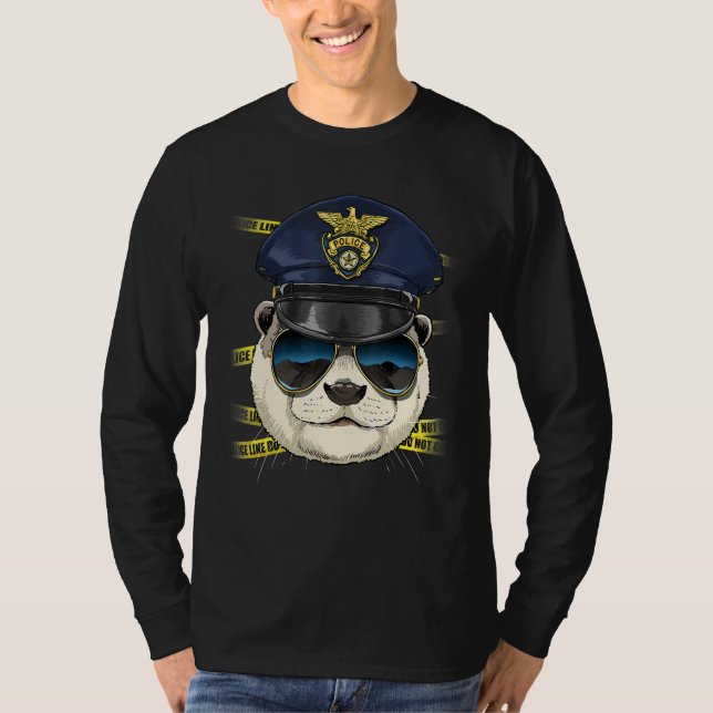 Police Officer Otter PD Cop Crime Scene Sea Animal T-Shirt (Front)