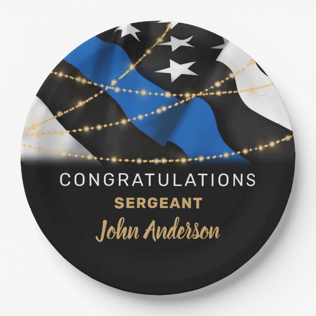 Police Officer Party Congratulations Retirement Paper Plates (Front)