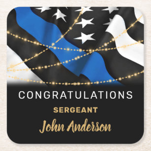 Police Officer Party Congratulations Retirement Square Paper Coaster