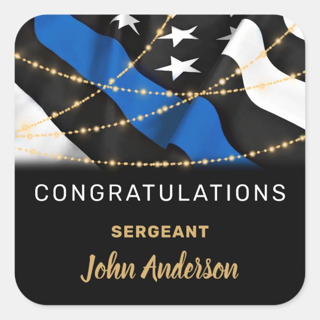 Police Officer Party Congratulations Retirement Square Sticker (Front)