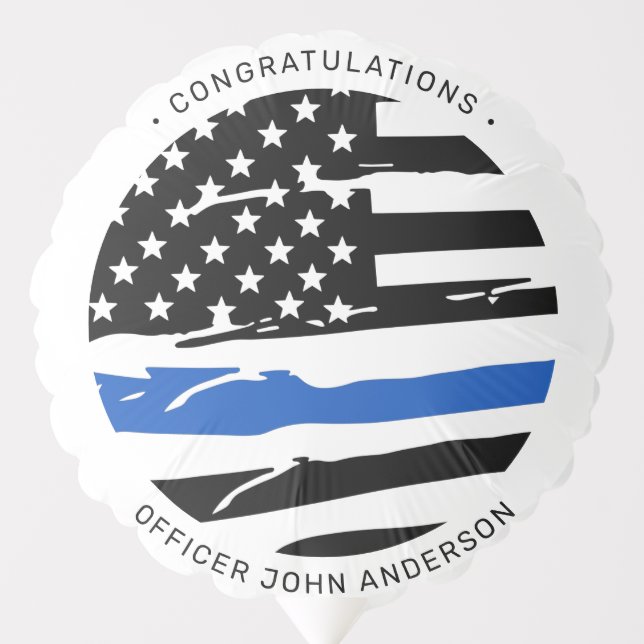 Police Officer Party Thin Blue Line Congratulation Balloon (Front)