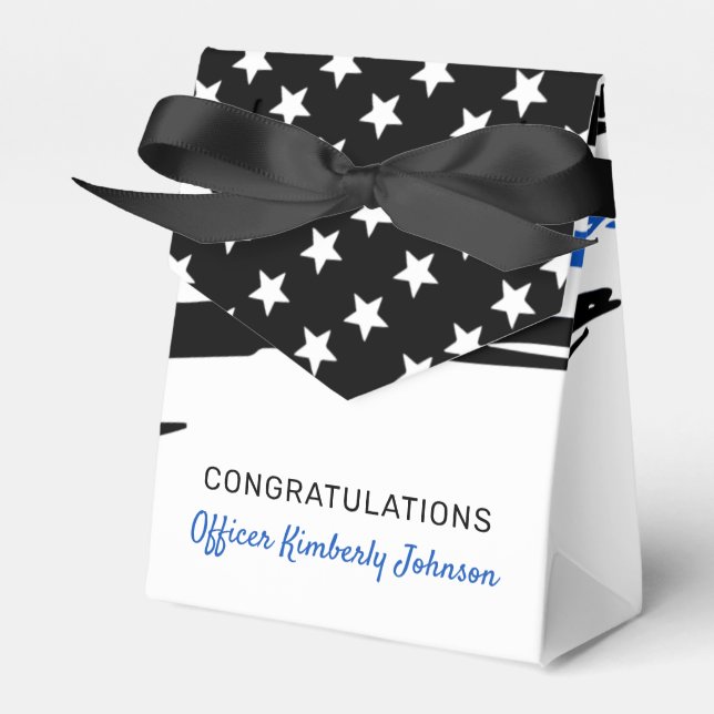 Police Officer Party Thin Blue Line Congratulation Favor Boxes (Front Side)