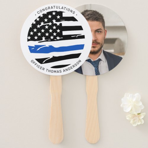 Police Officer Party Thin Blue Line Congratulation Hand Fan