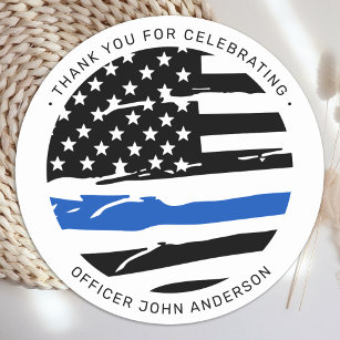 Police Officer Party Thin Blue Line Thank You Classic Round Sticker