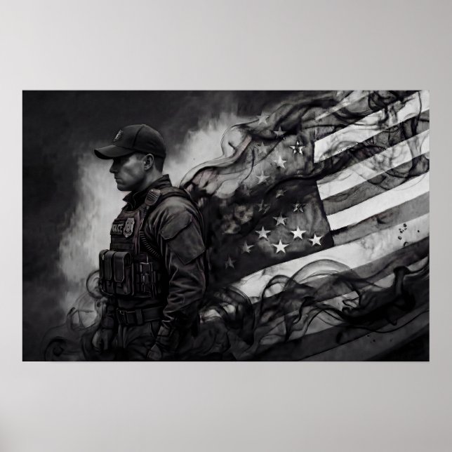 Police Officer Patriotic Law Enforcement Tribute Poster (Front)