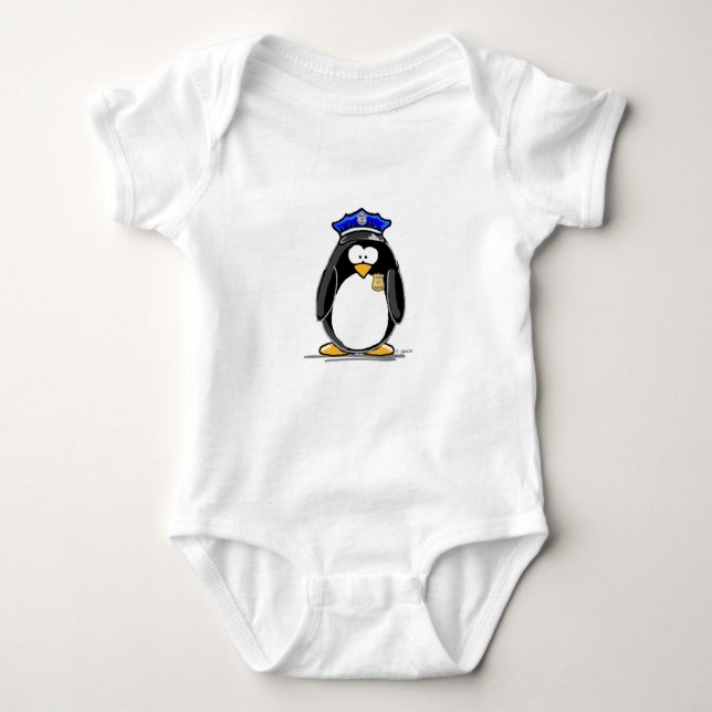 Police Officer Penguin Baby Bodysuit (Front)