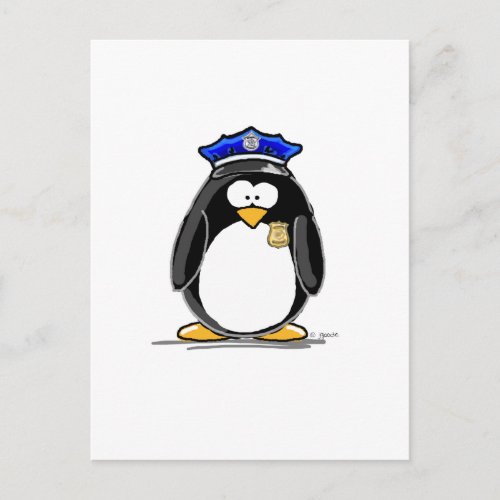 Police Officer Penguin Postcard