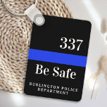 Police Officer Personalized Badge # Thin Blue Line Keychain<br><div class="desc">If you're looking for a personalized and thoughtful gift for a police officer in your life, look no further than our customized police gifts. Our thin blue line keychain is a modern and stylish accessory that any law enforcement officer would be proud to carry. The bright blue coloring of the...</div>