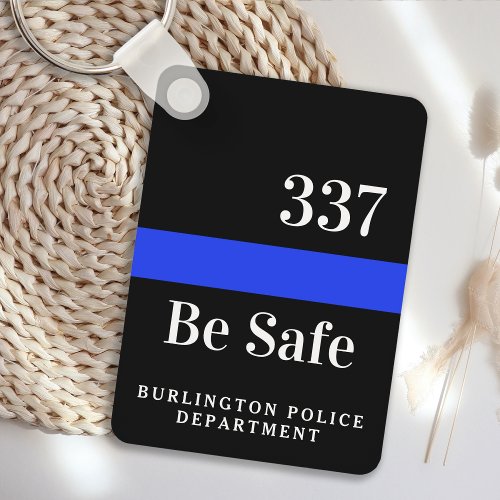Police Officer Personalized Badge  Thin Blue Line Keychain