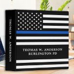 Police Officer Personalized Name Thin Blue Line 3 Ring Binder<br><div class="desc">Thin Blue Line Police Binder - American flag in Police Flag colors, modern black and blue design . Personalize with police officers name. This personalized police officer binder is perfect for police departments and law enforcement officers. COPYRIGHT © 2020 Judy Burrows, Black Dog Art - All Rights Reserved. Police Officer...</div>