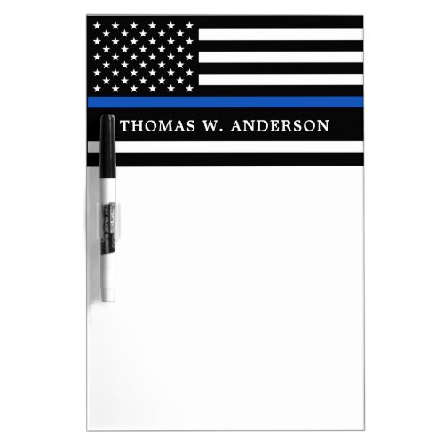 Police Officer Personalized Name Thin Blue Line Dry Erase Board