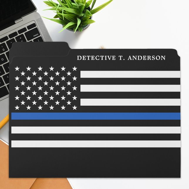 Police Officer Personalized Name Thin Blue Line File Folder (Creator Uploaded)