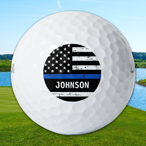 Police Officer Personalized Name Thin Blue Line Golf Balls