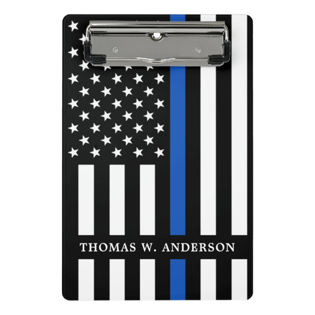 Police Officer Personalized Name Thin Blue Line Mini Clipboard (Front)
