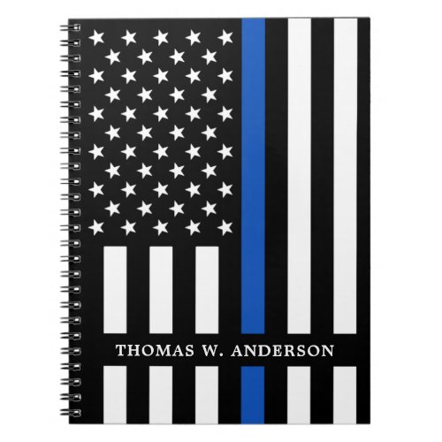 Police Officer Personalized Name Thin Blue Line Notebook