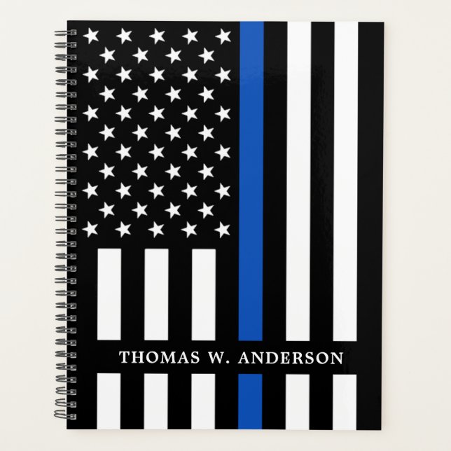 Police Officer Personalized Name Thin Blue Line Planner (Front)
