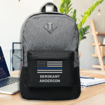 Police Officer Personalized Name Thin Blue Line Port Authority® Backpack<br><div class="desc">Thin Blue Line Police Backpack - American flag in Police Flag colors.. Personalize with police officers name and rank or badge number. This personalized police backpack is perfect for police officer, police department, and law enforcement. COPYRIGHT © 2020 Judy Burrows, Black Dog Art - All Rights Reserved. Police Officer Personalized...</div>
