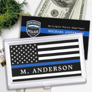 Police Officer Personalized Thin Blue Line  Business Card Case at Zazzle