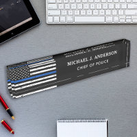 Police Officer Personalized Thin Blue Line Flag