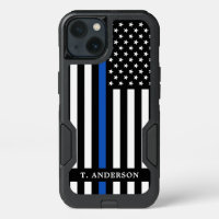 Police Officer Personalized Thin Blue Line Flag