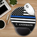 Police Officer Personalized Thin Blue Line Gel Mouse Pad<br><div class="desc">Thin Blue Line Mouse Pad - American flag in Police Flag colors, modern black and blue design . Personalize with police officers name. This personalized police officer mouse pad is perfect for police departments. COPYRIGHT © 2020 Judy Burrows, Black Dog Art - All Rights Reserved. Police Officer Personalized Thin Blue...</div>